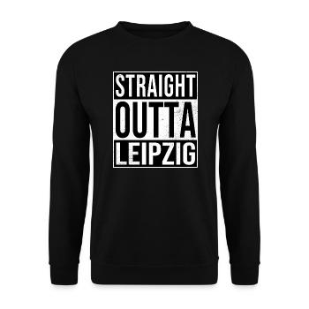Straight Outta Leipzig - Unisex Pullover - Schwarz - Vorne - Alina (178cm) & Michal (187cm)