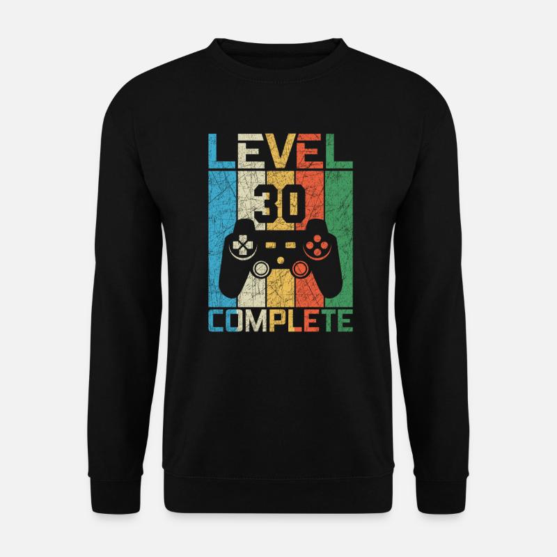 30 Geburtstag Gamer Level 30 completed Vintage - Unisex Pullover - Schwarz