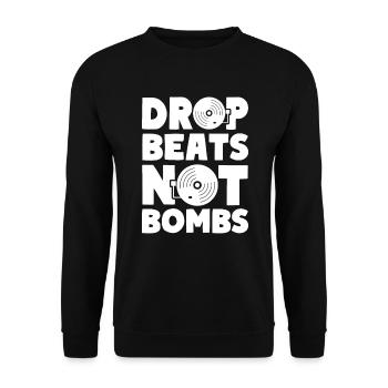 Drop Beats Not Bombs House Techno Musik - Unisex Pullover - Schwarz - Vorne - Alina (178cm) & Michal (187cm)