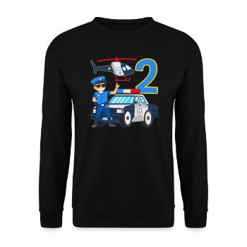 2 Geburtstag Polizei Auto 2 Jahre alt Polizist - Unisex Pullover - Schwarz - Vorne - Alina (178cm) & Michal (187cm)