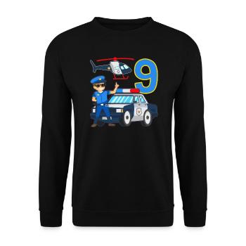 9 Geburtstag Polizei Auto 9 Jahre alt Polizist - Unisex Pullover - Schwarz - Vorne - Alina (178cm) & Michal (187cm)