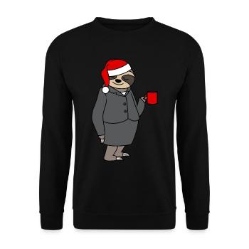 Sloth Woman Bureau Chapeau de Noël Père Noël - Sweat-shirt Unisexe - noir - Devant - Alina (178cm) & Michal (187cm)