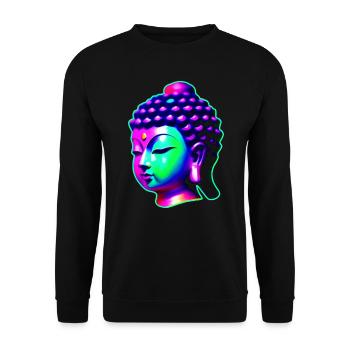 Buddha head in chakra colors - Unisex Sweatshirt - black - Front - Alina (178cm) & Michal (187cm)