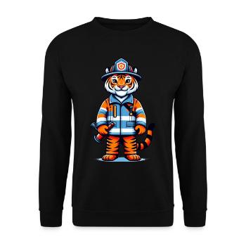 Cute Tiger Firefighter - Unisex Sweatshirt - black - Front - Alina (178cm) & Michal (187cm)