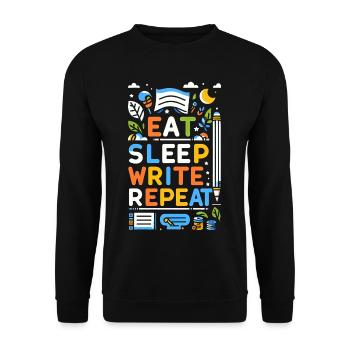 Eat Sleep Write Repeat 5 - Unisex Sweatshirt - black - Front - Alina (178cm) & Michal (187cm)
