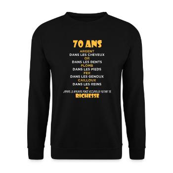 70 Ans Cadeau d anniversaire Drôle Cadeau 70 ans - Sweat-shirt Unisexe - noir - Devant - Alina (178cm) & Michal (187cm)