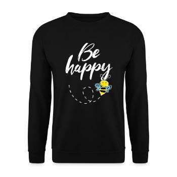 Be Happy Bee - Unisex Sweatshirt - black - Front - Alina (178cm) & Michal (187cm)