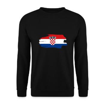 Kroatien Flagge Adria Zagreb Kroatische Fahne - Unisex Pullover - Schwarz - Vorne - Alina (178cm) & Michal (187cm)