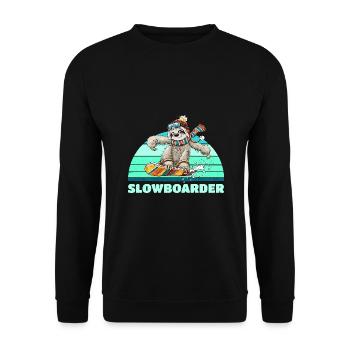 Faultier Snowboard Slowboarder Retro Wintersport - Unisex Pullover - Schwarz - Vorne - Alina (178cm) & Michal (187cm)