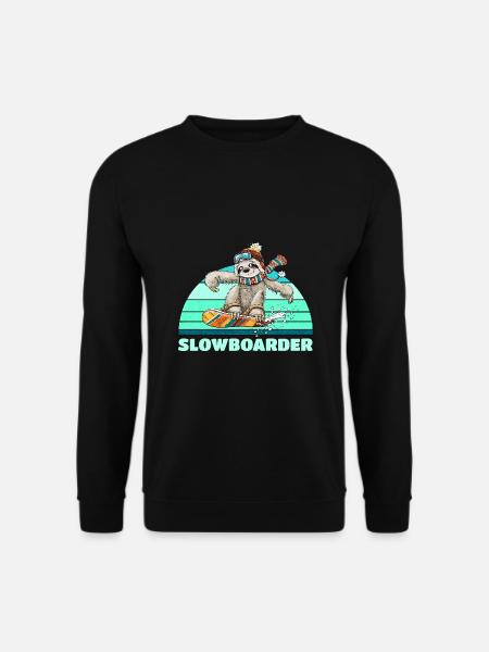 Faultier Snowboard Slowboarder Retro Wintersport - Unisex Pullover - Schwarz