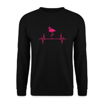 Flamingo Flamingos Fan Heartbeat EKG Pink Geschenk - Unisex Pullover - Schwarz - Vorne - Alina (178cm) & Michal (187cm)