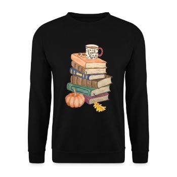 Books Love Stack of Books Autumnal Hygge Reading - Unisex Sweatshirt - black - Front - Alina (178cm) & Michal (187cm)
