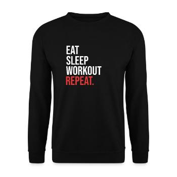 Essen Schlaf Workout Wiederholen Sie Lustige Gym Geschenk Übung W - Unisex Pullover - Schwarz - Vorne - Alina (178cm) & Michal (187cm)