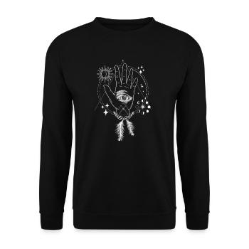 Mystical hand all-seeing eye boho bohemian - Unisex Sweatshirt - black - Front - Alina (178cm) & Michal (187cm)