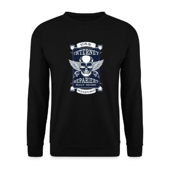 Das Internet repariert halt keine Heizung - Unisex Pullover - Schwarz - Vorne - Alina (178cm) & Michal (187cm)