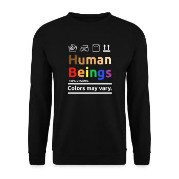 Human Beings Couleurs peuvent varier LGBT Gay Pride Equali - Sweat-shirt Unisexe - noir - Devant - Alina (178cm) & Michal (187cm)