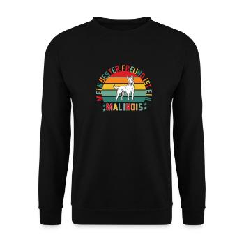 Mein bester Freund ist ein Malinois Hundeliebe - Unisex Pullover - Schwarz - Vorne - Alina (178cm) & Michal (187cm)