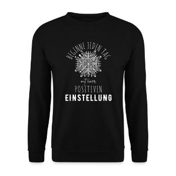 POSITIVE EINSTELLUNG MINDSET Motivation - Sweat-shirt Unisexe - noir - Devant - Alina (178cm) & Michal (187cm)