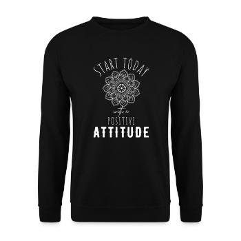 POSITIVE EINSTELLUNG MINDSET Motivation - Unisex Pullover - Schwarz - Vorne - Alina (178cm) & Michal (187cm)