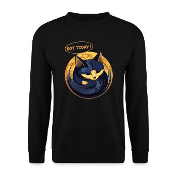 Lustiges Katzen Design - Not Today Schlafene Katze - Unisex Pullover - Schwarz - Vorne - Alina (178cm) & Michal (187cm)