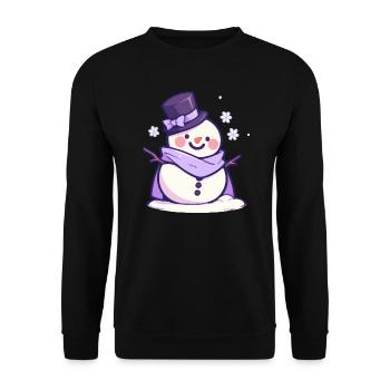 Süßer Weihnachts Schneemann - Festtags-Design - Unisex Pullover - Schwarz - Vorne - Alina (178cm) & Michal (187cm)
