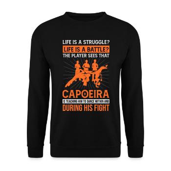 Life is struggle, capoeira is answer - Unisex Pullover - Schwarz - Vorne - Alina (178cm) & Michal (187cm)