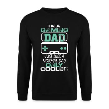 Gamer - Jeux - Joueur - Cadeau - Papa - Père - Sweat-shirt Unisexe - noir - Devant - Alina (178cm) & Michal (187cm)
