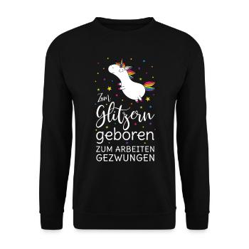 Licorne Né pour scintiller les œuvres - Sweat-shirt Unisexe - noir - Devant - Alina (178cm) & Michal (187cm)