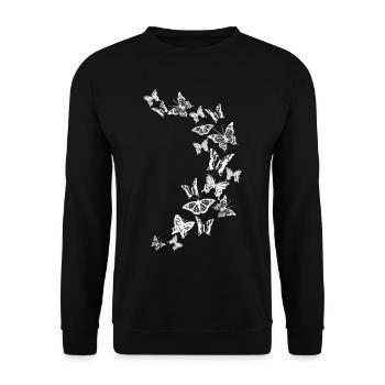 03 Papillons blancs - Sweat-shirt Unisexe - noir - Devant - Alina (178cm) & Michal (187cm)