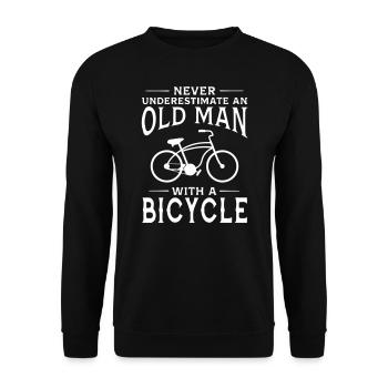 An Old Man With A Bicycle - Unisex Pullover - Schwarz - Vorne - Alina (178cm) & Michal (187cm)