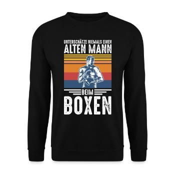 Boxen Boxer Mann Männer Retro Vintage - Unisex Pullover - Schwarz - Vorne - Alina (178cm) & Michal (187cm)