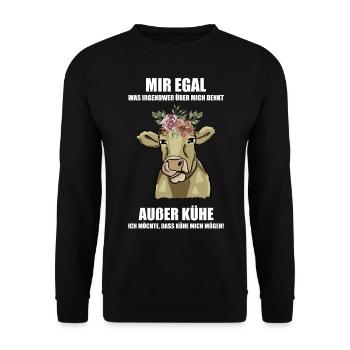 Kuh Landwirt Bauer Rinder Kalb Kühe Geschenk - Unisex Pullover - Schwarz - Vorne - Alina (178cm) & Michal (187cm)