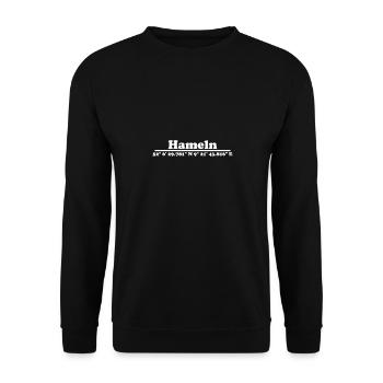 Hameln Koordinaten - Unisex Pullover - Schwarz - Vorne - Alina (178cm) & Michal (187cm)