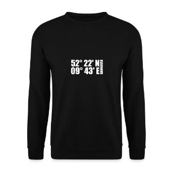 Hannover Koordinaten - Unisex Pullover - Schwarz - Vorne - Alina (178cm) & Michal (187cm)
