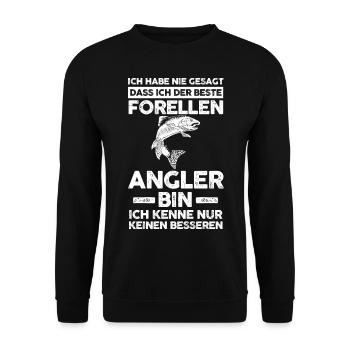 Angeln Forellen Angler - Unisex Pullover - Schwarz - Vorne - Alina (178cm) & Michal (187cm)
