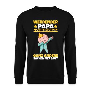 Vater Vatertag Werdender Papa - Unisex Pullover - Schwarz - Vorne - Alina (178cm) & Michal (187cm)