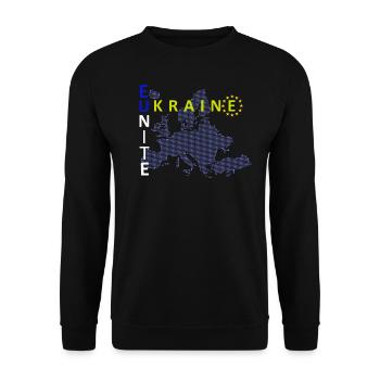 EU - UNITE - UKRAINE - Unisex Pullover - Schwarz - Vorne - Alina (178cm) & Michal (187cm)