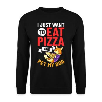 Pizza Hund Essen Pizzeria Italienisch Welpen - Unisex Pullover - Schwarz - Vorne - Alina (178cm) & Michal (187cm)