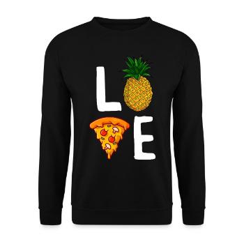 Liebe Ananas Pizza Liebhaber Lustige Hawaiian Pizza - Unisex Pullover - Schwarz - Vorne - Alina (178cm) & Michal (187cm)