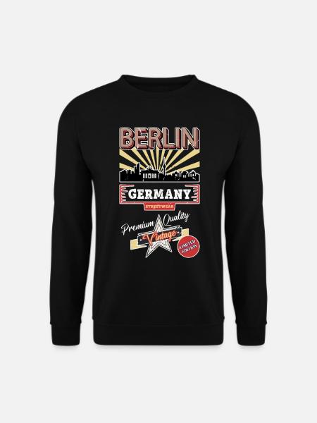 Berlin Deutschland Stadt Skyline Vintage Retro - Unisex Pullover - Schwarz