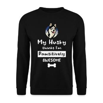 Husky Schlitten Hunderennen Alaskan Racers - Unisex Pullover - Schwarz - Vorne - Alina (178cm) & Michal (187cm)