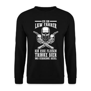 Bier LKW Fahrer Fernfahrer Lastkraftwagen Trucker - Unisex Pullover - Schwarz - Vorne - Alina (178cm) & Michal (187cm)