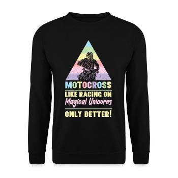 Motocross Like Racing On Magical Unicorns - Unisex Pullover - Schwarz - Vorne - Alina (178cm) & Michal (187cm)