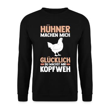 Huhn Landwirt Bauernhof Hühner - Unisex Pullover - Schwarz - Vorne - Alina (178cm) & Michal (187cm)