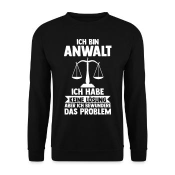 Jurist Anwalt - Unisex Pullover - Schwarz - Vorne - Alina (178cm) & Michal (187cm)