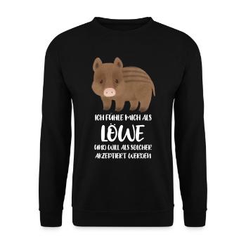 Lion Wild Boar - Unisex Sweatshirt - black - Front - Alina (178cm) & Michal (187cm)