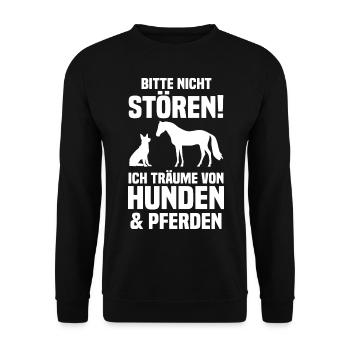Pferde Pferdeliebhaber Hundeliebhaber Hunde - Unisex Pullover - Schwarz - Vorne - Alina (178cm) & Michal (187cm)