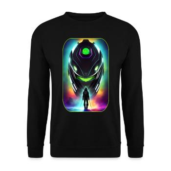Dessin animé de science-fiction avec des extraterrestres et des astronautes - Sweat-shirt Unisexe - noir - Devant - Alina (178cm) & Michal (187cm)
