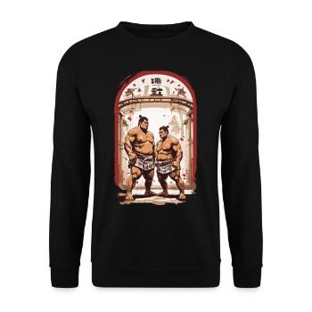 Sumo Ästhetik Japanische Kampfkunst Ringer - Unisex Pullover - Schwarz - Vorne - Alina (178cm) & Michal (187cm)