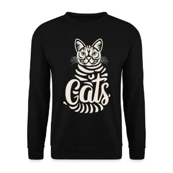 Cat lettering artistic - Unisex Sweatshirt - black - Front - Alina (178cm) & Michal (187cm)